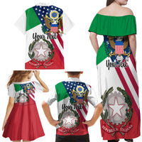 Personalised Italian American Heritage Month Family Matching Off Shoulder Long Sleeve Dress and Hawaiian Shirt - Wonder Print Shop