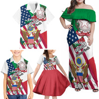 Personalised Italian American Heritage Month Family Matching Off Shoulder Maxi Dress and Hawaiian Shirt - Wonder Print Shop