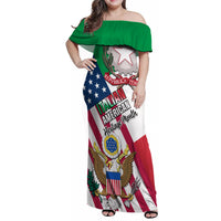 Personalised Italian American Heritage Month Family Matching Off Shoulder Maxi Dress and Hawaiian Shirt - Wonder Print Shop