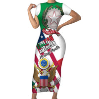 Personalised Italian American Heritage Month Family Matching Short Sleeve Bodycon Dress and Hawaiian Shirt - Wonder Print Shop