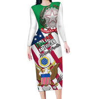 Personalised Italian American Heritage Month Long Sleeve Bodycon Dress - Wonder Print Shop