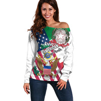 Personalised Italian American Heritage Month Off Shoulder Sweater - Wonder Print Shop