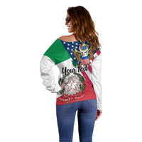 Personalised Italian American Heritage Month Off Shoulder Sweater - Wonder Print Shop