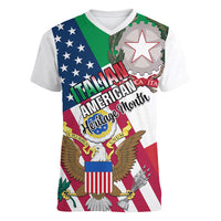 Personalised Italian American Heritage Month Women V Neck T Shirt - Wonder Print Shop