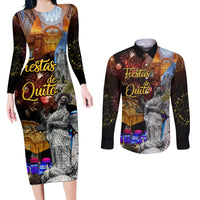 Ecuador Couples Matching Long Sleeve Bodycon Dress and Long Sleeve Button Shirt Fiestas de Quito 2023 Unique Version - Wonder Print Shop