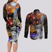 Ecuador Couples Matching Long Sleeve Bodycon Dress and Long Sleeve Button Shirt Fiestas de Quito 2023 Unique Version - Wonder Print Shop