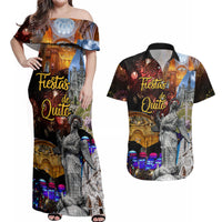Ecuador Couples Matching Off Shoulder Maxi Dress and Hawaiian Shirt Fiestas de Quito 2023 Unique Version - Wonder Print Shop