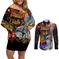 Ecuador Couples Matching Off Shoulder Short Dress and Long Sleeve Button Shirt Fiestas de Quito 2023 Unique Version - Wonder Print Shop