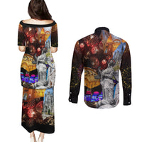 Ecuador Couples Matching Puletasi Dress and Long Sleeve Button Shirt Fiestas de Quito 2023 Unique Version - Wonder Print Shop