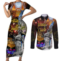 Ecuador Couples Matching Short Sleeve Bodycon Dress and Long Sleeve Button Shirt Fiestas de Quito 2023 Unique Version - Wonder Print Shop