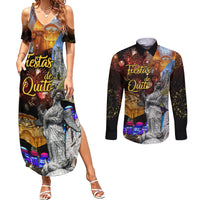 Ecuador Couples Matching Summer Maxi Dress and Long Sleeve Button Shirt Fiestas de Quito 2023 Unique Version - Wonder Print Shop