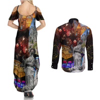 Ecuador Couples Matching Summer Maxi Dress and Long Sleeve Button Shirt Fiestas de Quito 2023 Unique Version - Wonder Print Shop