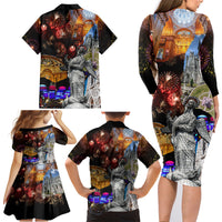 Ecuador Family Matching Long Sleeve Bodycon Dress and Hawaiian Shirt Fiestas de Quito 2023 Unique Version - Wonder Print Shop