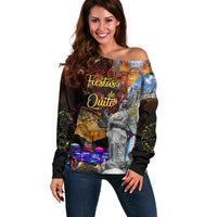 Ecuador Off Shoulder Sweater Fiestas de Quito 2023 Unique Version - Wonder Print Shop