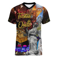 Ecuador Women V Neck T Shirt Fiestas de Quito 2023 Unique Version - Wonder Print Shop