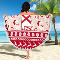 Custom Alabama Christmas Beach Blanket Santa Claus Xmas Pattern - Wonder Print Shop