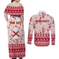 Custom Alabama Christmas Couples Matching Off Shoulder Maxi Dress and Long Sleeve Button Shirt Santa Claus Xmas Pattern - Wonder Print Shop