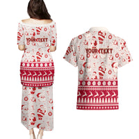 Custom Alabama Christmas Couples Matching Puletasi Dress and Hawaiian Shirt Santa Claus Xmas Pattern - Wonder Print Shop