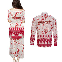 Custom Alabama Christmas Couples Matching Puletasi Dress and Long Sleeve Button Shirt Santa Claus Xmas Pattern - Wonder Print Shop