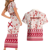 Custom Alabama Christmas Couples Matching Short Sleeve Bodycon Dress and Hawaiian Shirt Santa Claus Xmas Pattern - Wonder Print Shop