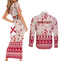 Custom Alabama Christmas Couples Matching Short Sleeve Bodycon Dress and Long Sleeve Button Shirt Santa Claus Xmas Pattern - Wonder Print Shop