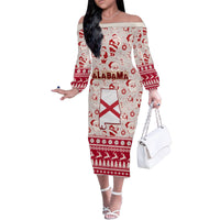 Custom Alabama Christmas Family Matching Off Shoulder Long Sleeve Dress and Hawaiian Shirt Santa Claus Xmas Pattern - Wonder Print Shop