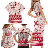 Custom Alabama Christmas Family Matching Short Sleeve Bodycon Dress and Hawaiian Shirt Santa Claus Xmas Pattern - Wonder Print Shop
