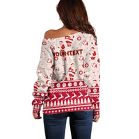 Custom Alabama Christmas Off Shoulder Sweater Santa Claus Xmas Pattern - Wonder Print Shop