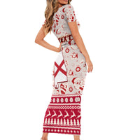 Custom Alabama Christmas Short Sleeve Bodycon Dress Santa Claus Xmas Pattern - Wonder Print Shop