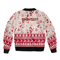Custom Alabama Christmas Sleeve Zip Bomber Jacket Santa Claus Xmas Pattern - Wonder Print Shop