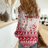 Custom Alabama Christmas Women Casual Shirt Santa Claus Xmas Pattern - Wonder Print Shop