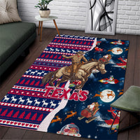 Custom Texas Christmas Area Rug Cowboy With Santa Claus In Space - Wonder Print Shop