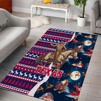 Custom Texas Christmas Area Rug Cowboy With Santa Claus In Space - Wonder Print Shop