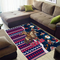 Custom Texas Christmas Area Rug Cowboy With Santa Claus In Space - Wonder Print Shop