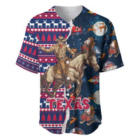 Custom Texas Christmas Baseball Jersey Cowboy With Santa Claus In Space - Wonder Print Shop