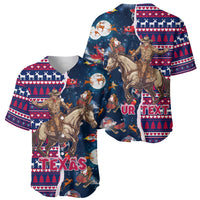 Custom Texas Christmas Baseball Jersey Cowboy With Santa Claus In Space - Wonder Print Shop