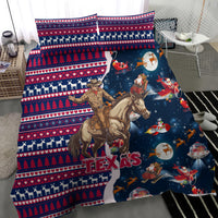 Custom Texas Christmas Bedding Set Cowboy With Santa Claus In Space - Wonder Print Shop