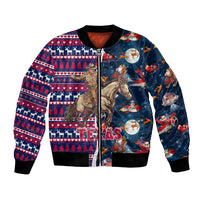 Custom Texas Christmas Bomber Jacket Cowboy With Santa Claus In Space - Wonder Print Shop