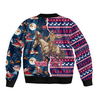 Custom Texas Christmas Bomber Jacket Cowboy With Santa Claus In Space - Wonder Print Shop