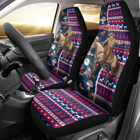 Custom Texas Christmas Car Seat Cover Cowboy With Santa Claus In Space - Wonder Print Shop