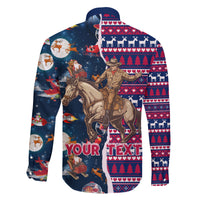 Custom Texas Christmas Family Matching Mermaid Dress and Hawaiian Shirt Cowboy With Santa Claus In Space - Wonder Print Shop