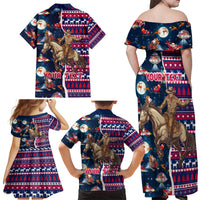 Custom Texas Christmas Family Matching Off Shoulder Maxi Dress and Hawaiian Shirt Cowboy With Santa Claus In Space - Wonder Print Shop