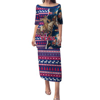 Custom Texas Christmas Family Matching Puletasi Dress and Hawaiian Shirt Cowboy With Santa Claus In Space - Wonder Print Shop