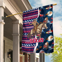 Custom Texas Christmas Garden Flag Cowboy With Santa Claus In Space - Wonder Print Shop