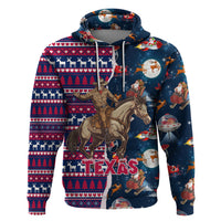 Custom Texas Christmas Hoodie Cowboy With Santa Claus In Space - Wonder Print Shop