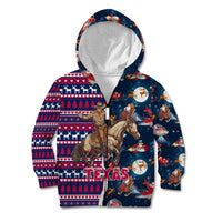 Custom Texas Christmas Kid Hoodie Cowboy With Santa Claus In Space - Wonder Print Shop