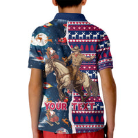 Custom Texas Christmas Kid Polo Shirt Cowboy With Santa Claus In Space - Wonder Print Shop