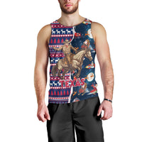 Custom Texas Christmas Men Tank Top Cowboy With Santa Claus In Space - Wonder Print Shop