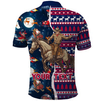 Custom Texas Christmas Polo Shirt Cowboy With Santa Claus In Space - Wonder Print Shop