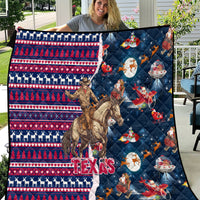 Custom Texas Christmas Quilt Cowboy With Santa Claus In Space - Wonder Print Shop